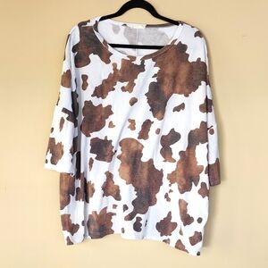 Stylish Brown and White Long Sleeve Top